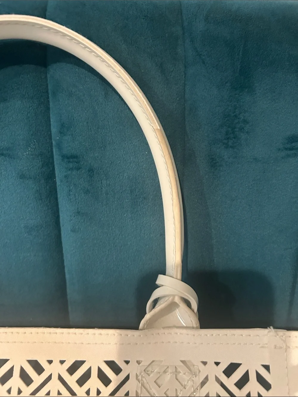 Tory Burch White Laser-Cut PVC Tote Bag in White NWOT